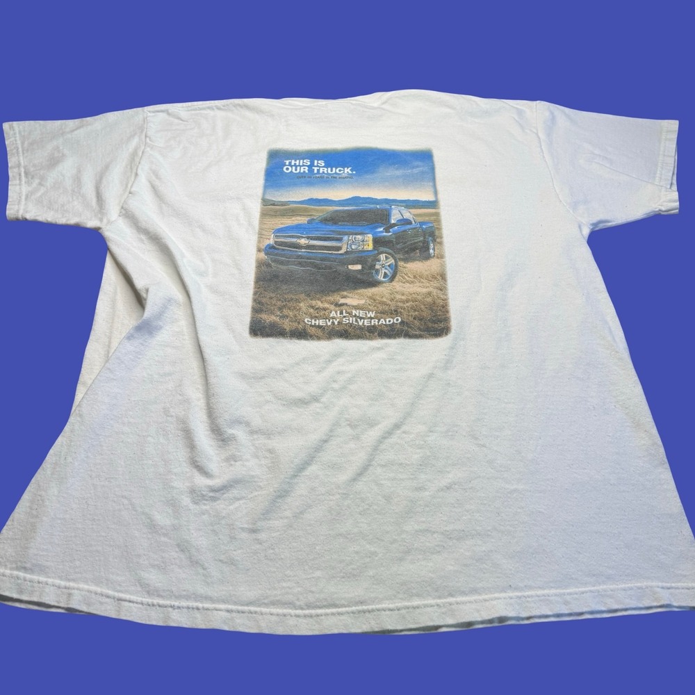 Chevy Silverado T Shirt XL White Our Country Our Truck Double Sided Graphic Y2K